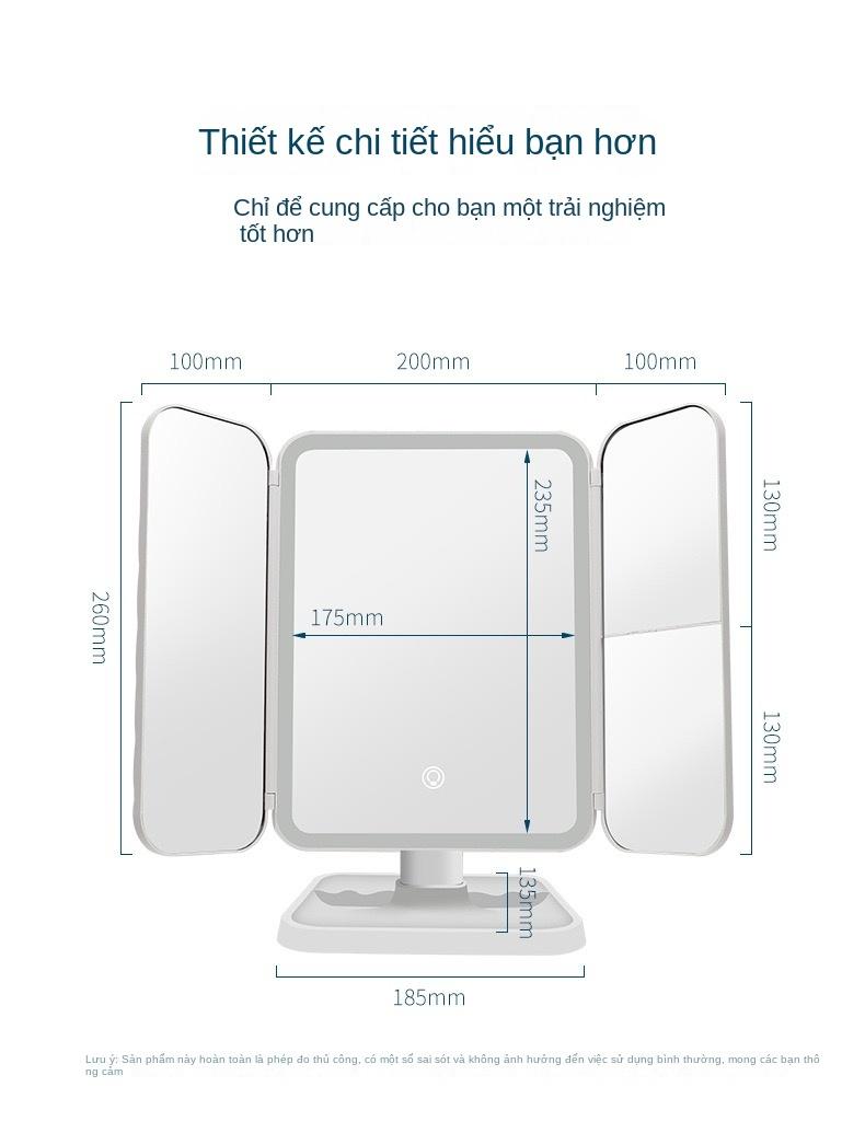 Product Introduction of Gương để bàn, QIANGTS, Đèn LED 3 màu, Trang điểm, Cửa gấp làm đẹp, 2 cánh, Chức năng cảm ứng ánh sáng 3 chế độ, Sạc USB, Thích hợp cho mỹ phẩm trang điểm Phấn Mắt, Món quà tốt của Nữ Thần 4