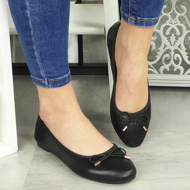 LoudLook 9988-41 Women Casual Comfort Ballerina Flats Slip On Work School Pumps Shoes, Solid Colour Round Toe Flat Loafers for Daily Wear, Lightweight Non-Slip Shoes Girl Footwear, Classic Bow Tie Ballet Summer Flats, Office Footwear, Comfy Casual Shoes 1