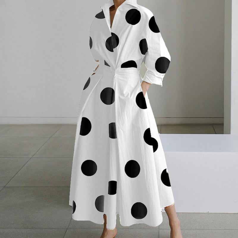 Elegant Maxi Dress for Women Long Sleeve V-Neck Casual Party Dress With Pocket 5