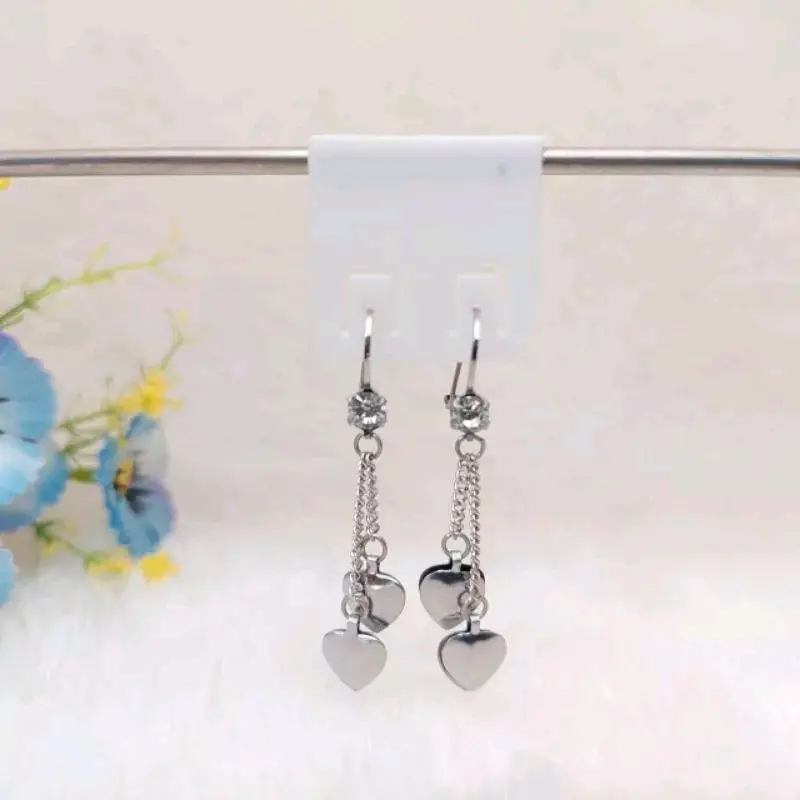 Anting love double rantai halus 0