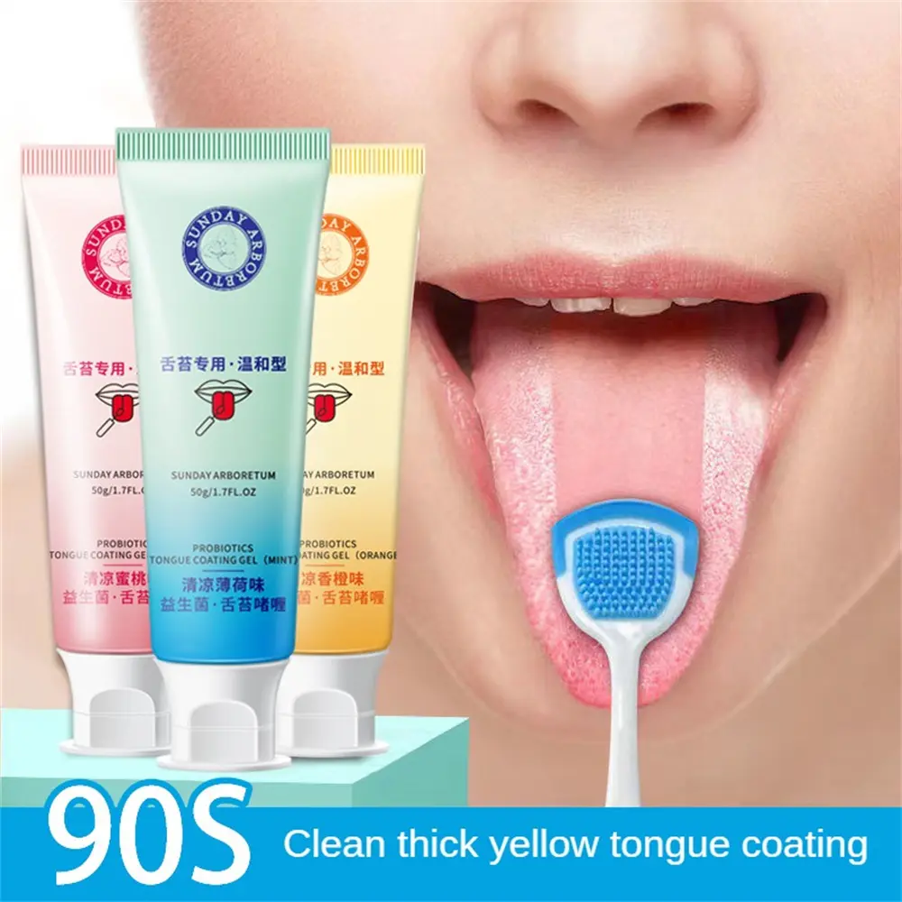 1 Bộ Gel Phủ Lưỡi + Chất Tẩy Rửa Màu Ngẫu Nhiên, Gel Làm Sạch Lưỡi Chủ Nhật Với Dụng Cụ Cạo Lưỡi Silicon, Bàn Chải Làm Sạch, Chăm Sóc Răng Miệng Đơn, Bạc Hà Sorbose, Giữ Hơi Thở Tươi Mát