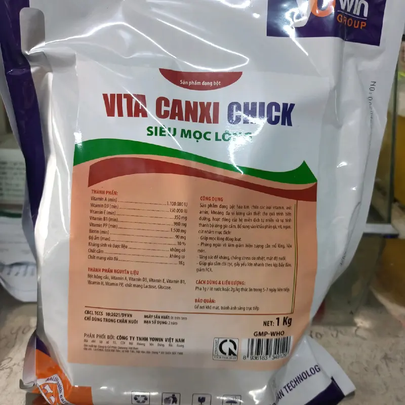 VITA CANXI CHICK 1 kg, kích lông, mượt lông, chống cắn mổ lông 2