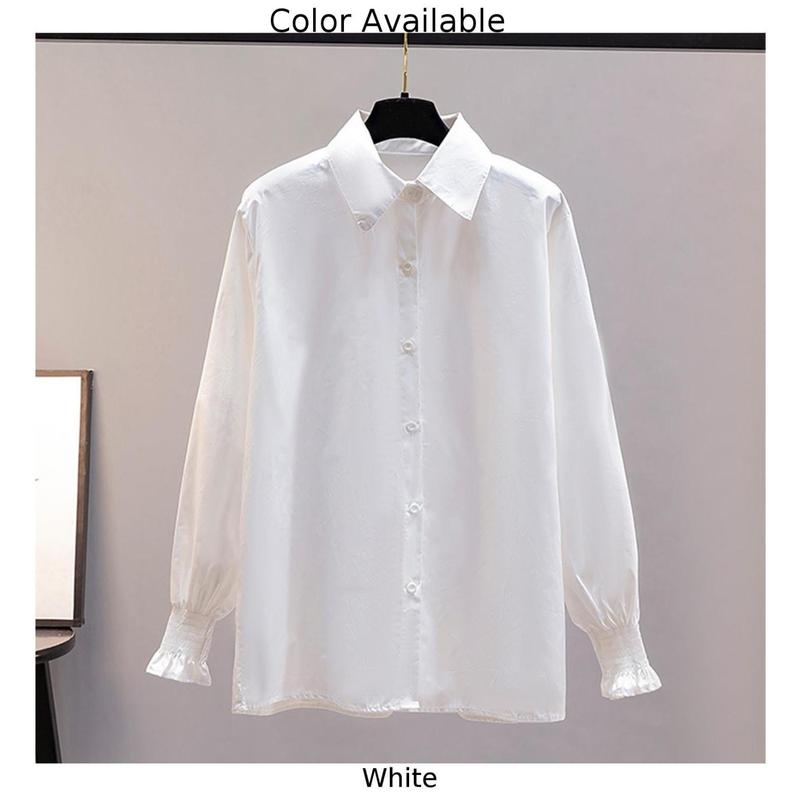 Long Sleeve Solid Color Regular Blouse ber20y4126