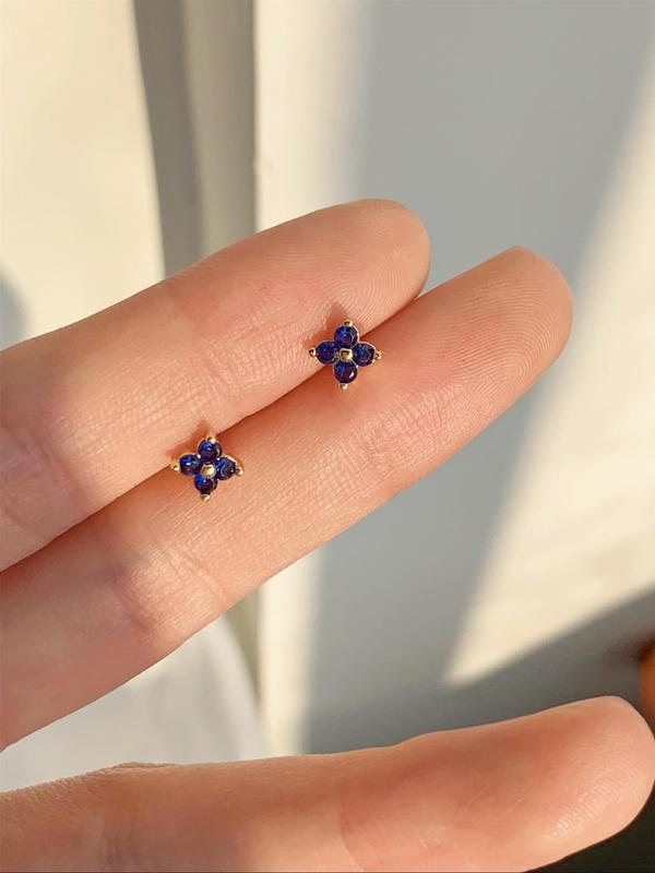 Flower Design Stud Earrings, Rhinestone Decor Stud Earrings for Women for Party, Daily Decor, Trendy All-match & Exquisite Jewelry for Birthday Gift 4