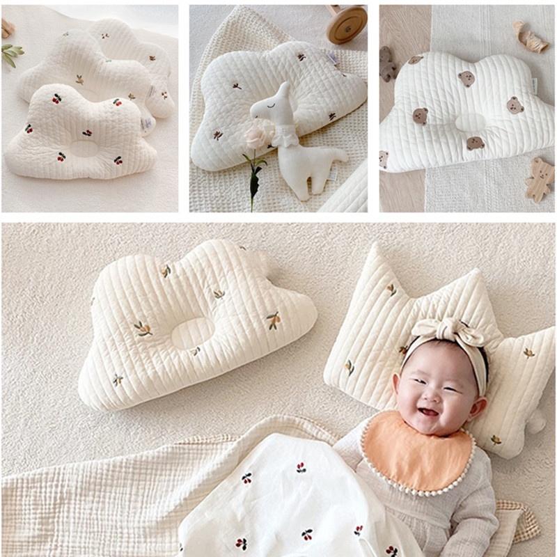 Product Introduction of Baby Pillows Cute Cartoon Bear Olive Korean Embroidered Cotton Breathable Infant Pillow 6