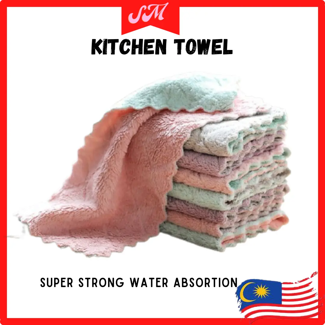 Kitchen Towel Kain Lap Dapur Towel Tuala Dapur Table Cloth Wipe Cleaning mask  Dish Cloth Kitchen Kain Meja dishwash Long-lasting Water Absorbent Washable