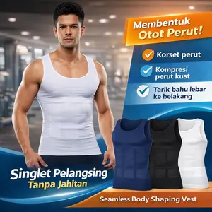 Rompi Kompresi untuk Pria Kaos Kompresi Pria Pengencang Tubuh Tersedia Rompi Pelangsing Tanpa Jahitan