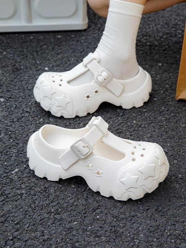 Women's Cute Star Design Platform Clogs, Casual Comfortable Home Slippers, Thick Sole Non-slip Slippers for Indoor & Outdoor Wear, Girl 6