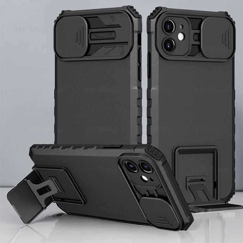 Giá đỡ Ốp Điện Thoại cho iPhone 7 8 Plus 11 Pro XS Max X XR SE 2020, vỏ chống sốc, thanh trượt máy ảnh, áo giáp bảo vệ, nắp lưng cứng