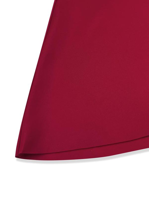 Women's Plain Ruffle Trim One Shoulder Split Thigh Maxi Evening Dress, Elegant Long Sleeve Zipper Mermaid Dress for Party & Banquet, Ladies' Clothes for All Seasons 8