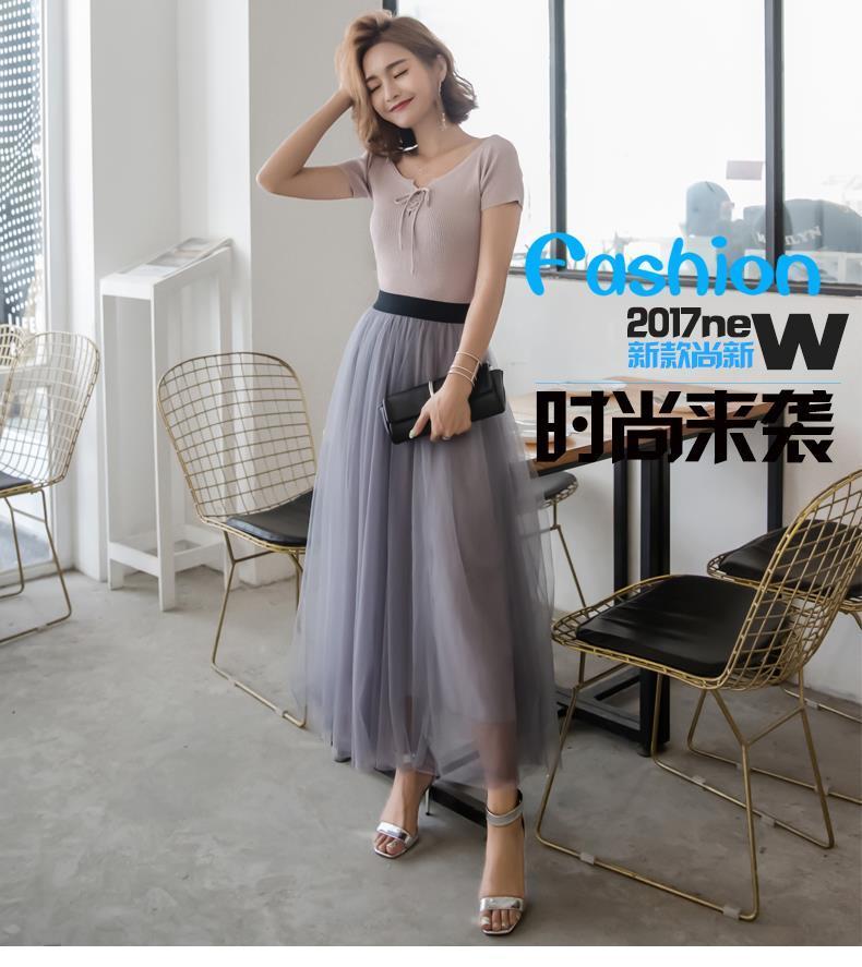 Product Introduction of Váy Lưới, Dành Cho Nữ, Mùa Xuân Mới, xòe Lớn, Váy Gạc chữ A, Dài Trung Bình Váy Cổ Tích Bong Bóng Cạp Cao Xếp Ly Hàn Quốc Women Khuy 6