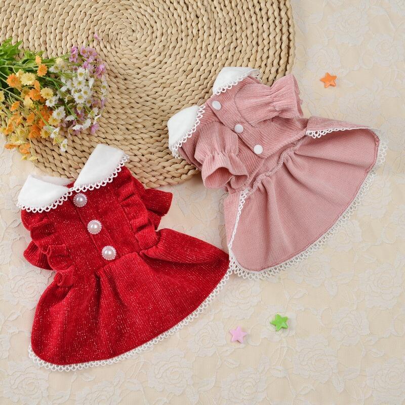 Đầm Cài Cúc Ngọc Trai, Thời Trang, Phù Hợp Cho Bé Chó 0