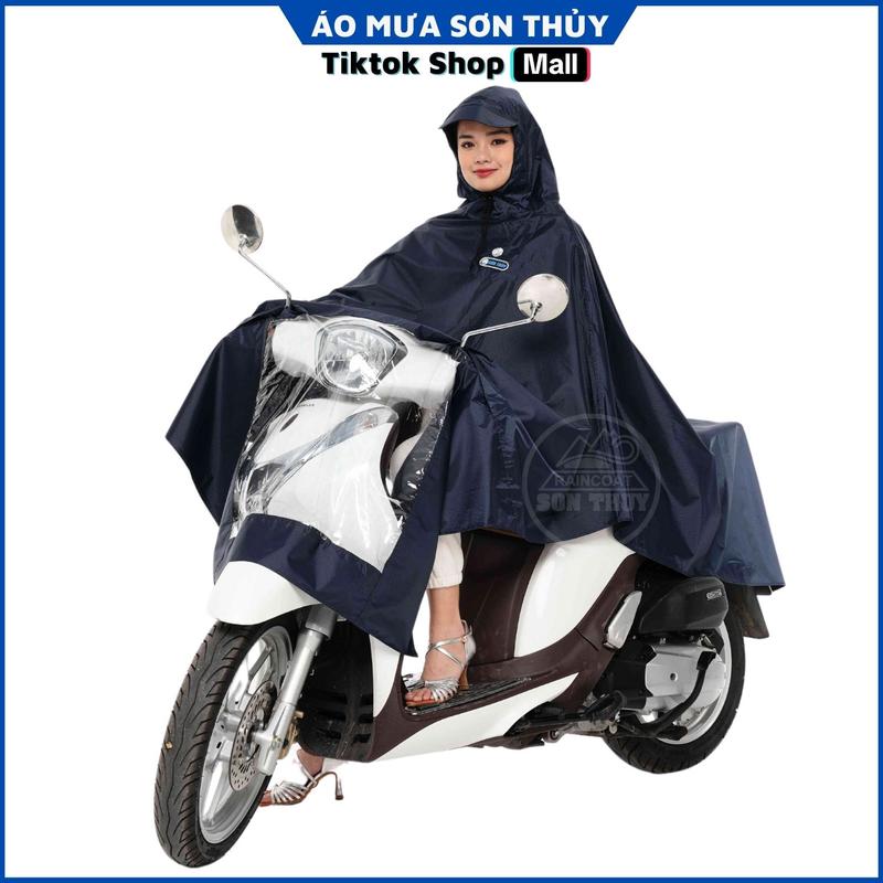 Áo mưa choàng cánh dơi xẻ tà 2 bên cỡ đại to rộng Sơn Thủy - Vải dù bền bỉ, chống rách, chống nhăn cho người cao 1m65 trở lên
