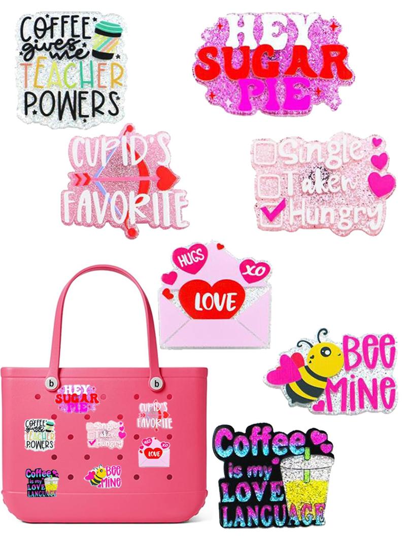 Product Introduction of Cute Letter Pattern Bag Charm, Fashionable Bag Decoration for Beach Bag, Bag Decoration for Women & Girls, Bag Accessories for Beach Bag 0