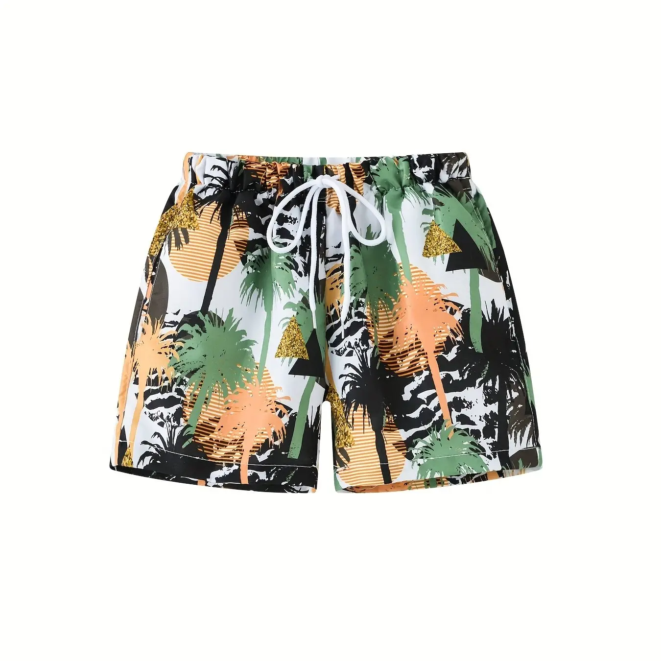 2025 Flower Leaves 3D Print Boys Swim Trunks Elastic Waist Drawstring Beach Pants Boy Swim Shorts Vacation Summer Kids Clothes