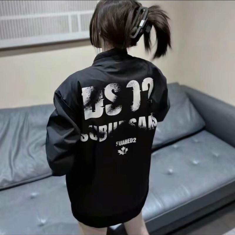 Áo Khoác Gió Bomber D2 Chữ Mờ Phong Cách - Bo Gân Nữ Women Top Jacket