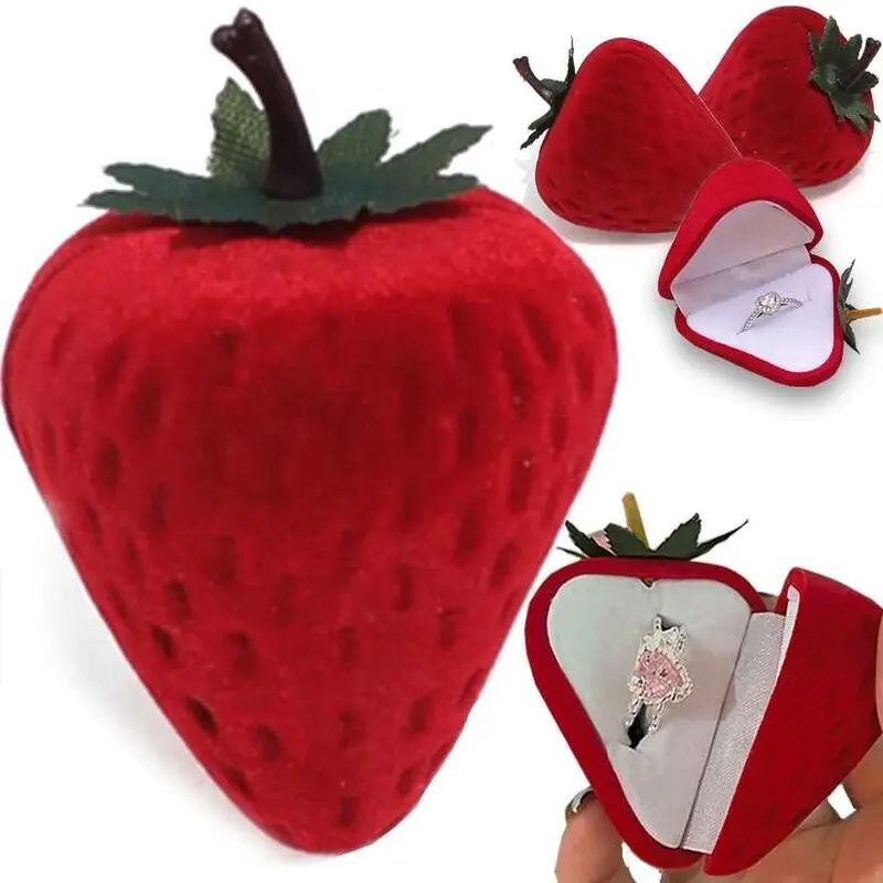 Strawberry Package Heart Wedding Party Earring Jewelry Display Boxes Engagement Ring Box Storage Case