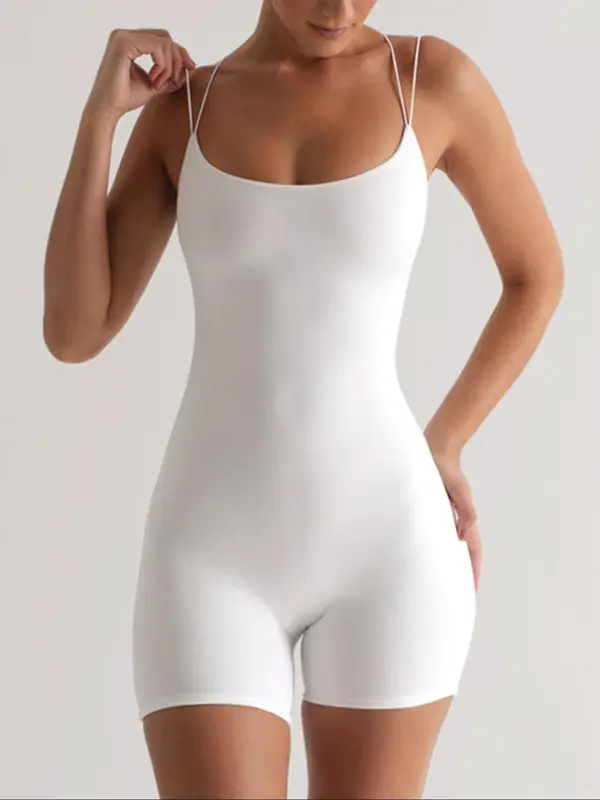 Women's Solid Color Romper, Casual Comfy Sleeveless Skinny Romper for Summer, Ladies Clothes for Daily Wear 4