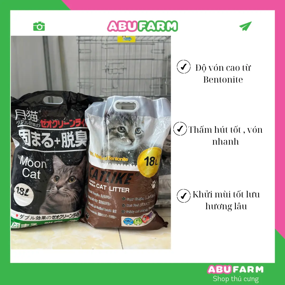 Cát vệ sinh cho mèo Mooncat/ Catlike túi 9l thơm lâu vón cục khư mùi tốt hàng chính hãng