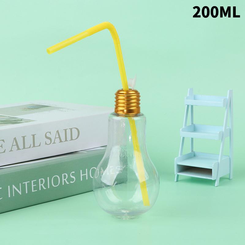 Product Introduction of 1Pc 200to500ml Creative Clear Artificial Fake Light Bulb Shaped Bottle Can Emit Light Drink Cup Juice Bottle Party Decor 32
