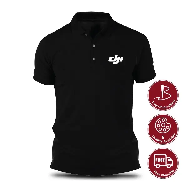 Áo Thun DJI DRONE, Chất Liệu Cotton, Cổ Polo, Áo Thun Thêu, Unisex, Áo Thời Trang Thường Ngày Áo Thun