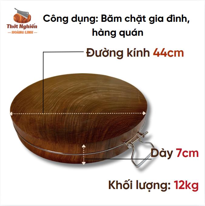 Thớt gỗ nghiến size 44x7cm, Thớt Nghiến Hoàng Linh - D44x7TNHL