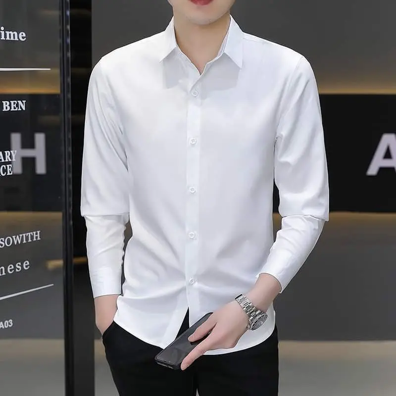 Áo Sơ Mi Dài Tay Lụa Thái Cao Cấp Form Slim Fit Co Giãn Nhẹ Cho Nam