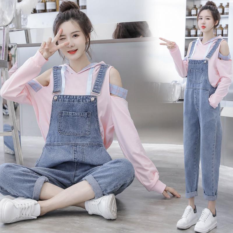 Yếm quần dài Nữ ống suông rộng phong cách Hàn Quốc yếm bò ulzzang năng động nữ tính MS018