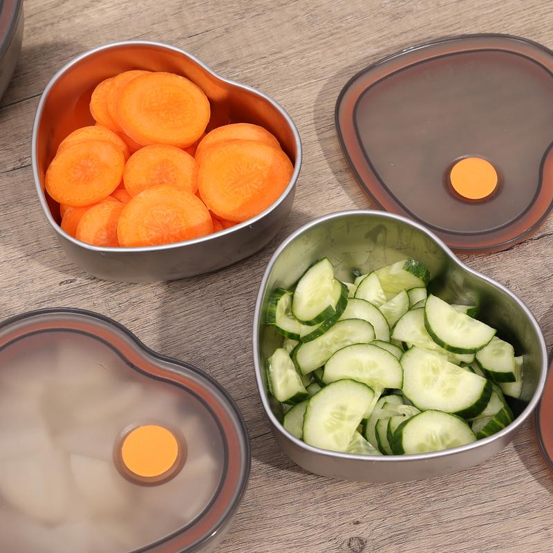 Product Introduction of Heart Shape Stainless Steel Crisper with Lid Bento Box Food Fresh-keeping Boxes Leak-Proof Preserving Containers 17