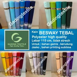 ( per 1 meter ) kain BSY BESWAY TEBAL polyester lebar 115 cm eceran bahan baju gamis koko kaftan busana muslim kemeja seragam kerudung jilbab hijab printing sublime sublim celana kulot rok dekorasi dekor hordeng gorden taplak meja BUKAN KATUN