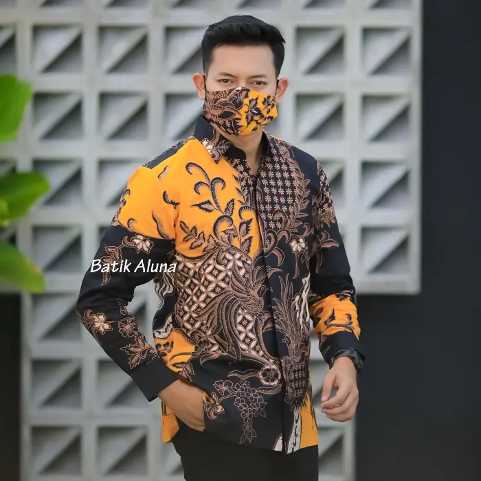 Batik Pria Lengan Panjang Baju Kemeja Cowok Premium Original Batik Aluna PCW 105 3