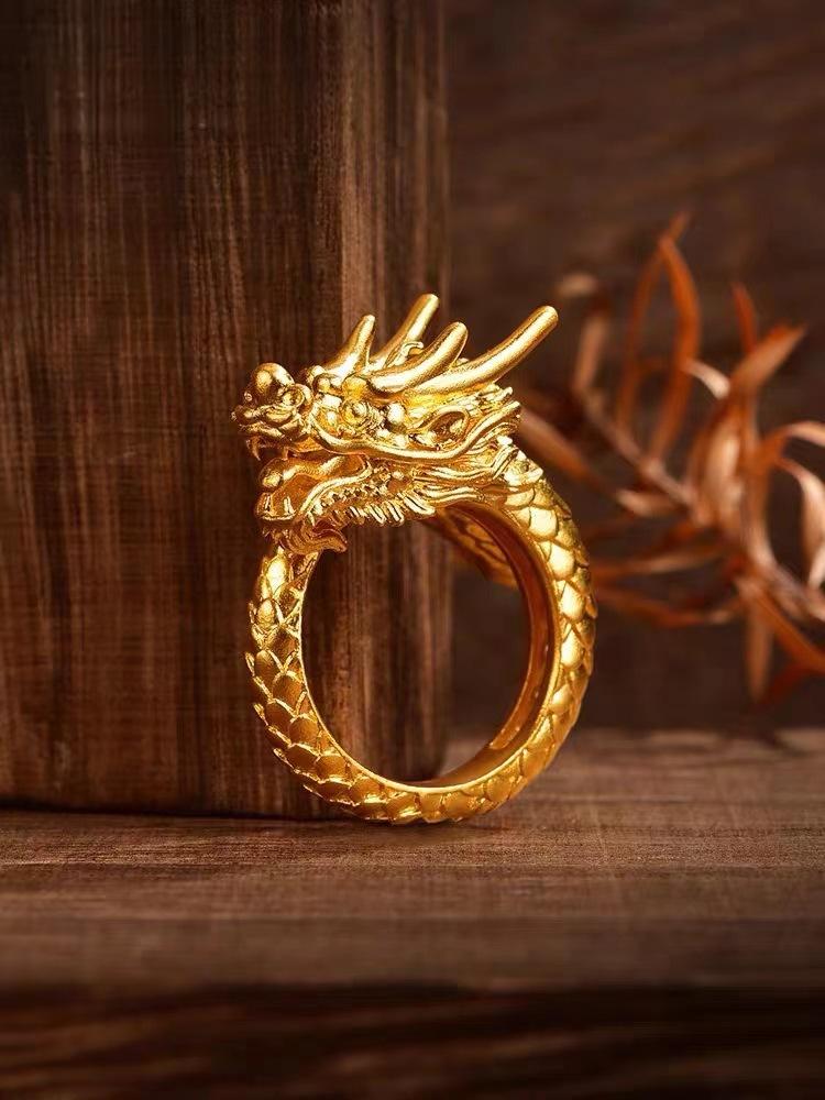 Product Introduction of Vietnam Men's Domineering Dragon Ring Zodiac Dragon Opening Ring Bracelet 4