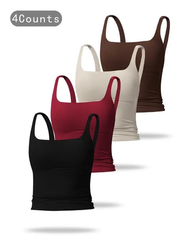 Women's Solid Color Sports Tank Top, Casual Comfy Breathable Sleeveless Sports Vest Top for Yoga Gym Workout Running, Ladies Sportswear Clothes for All Seasons Valentine's Day, gift 4