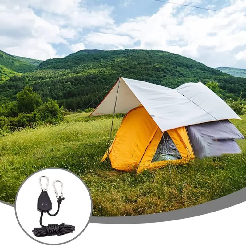 Camping Wind Rope Pulley Tie Downs with Carabiners, 4 Counts Durable Nylon Rope, Ideal for Securing Tents, Canopies & Tarps, Camping Essentials 6