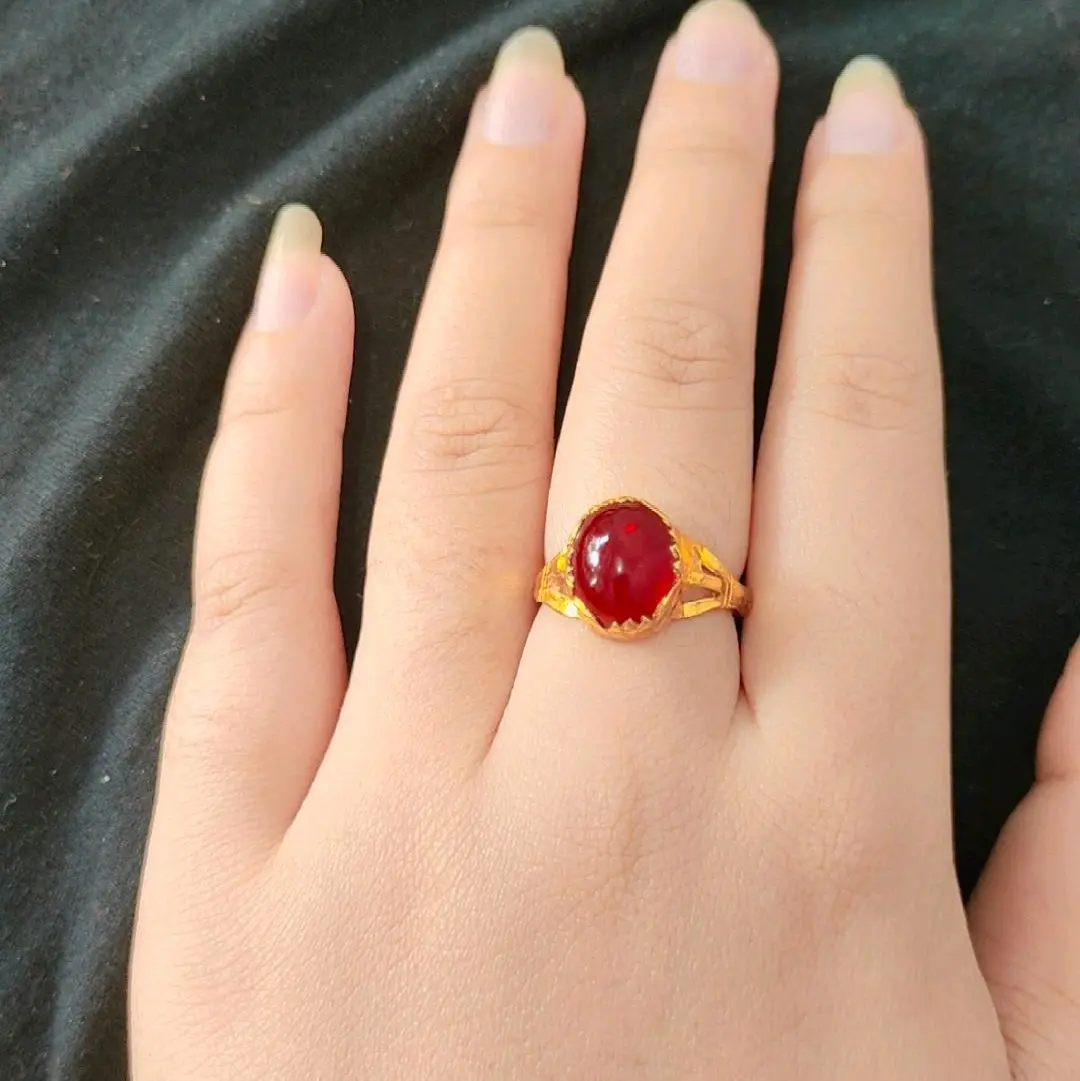 cincin batu merah lapis kristal Crystal