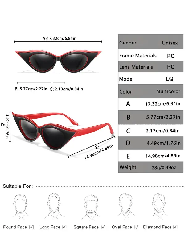 Women's Fashionable Cat Eye Frame Sunglasses, PC Frame Outdoor Sports Sunglasses, Fashion Accessories for Outdoor Activities 4