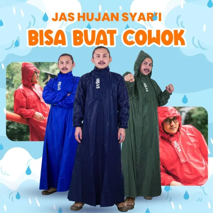 Jas Hujan Pria Syar'i Gamis Laki-Laki Jas Hujan Hijas Jas Jubah Cowok