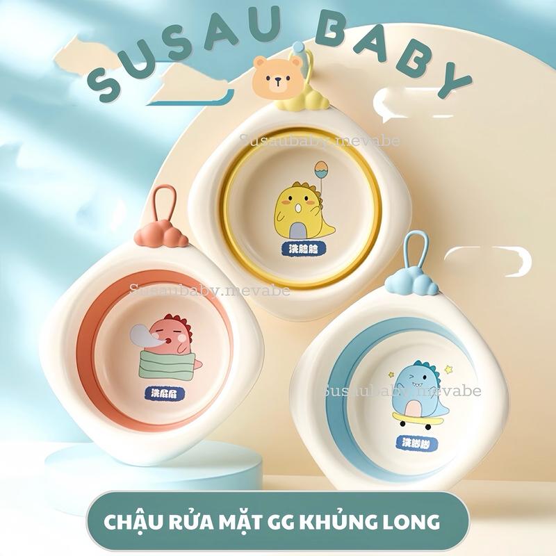 Chậu rửa mặt gấp gọn hình KHỦNG LONG CAO CẤP cho bé