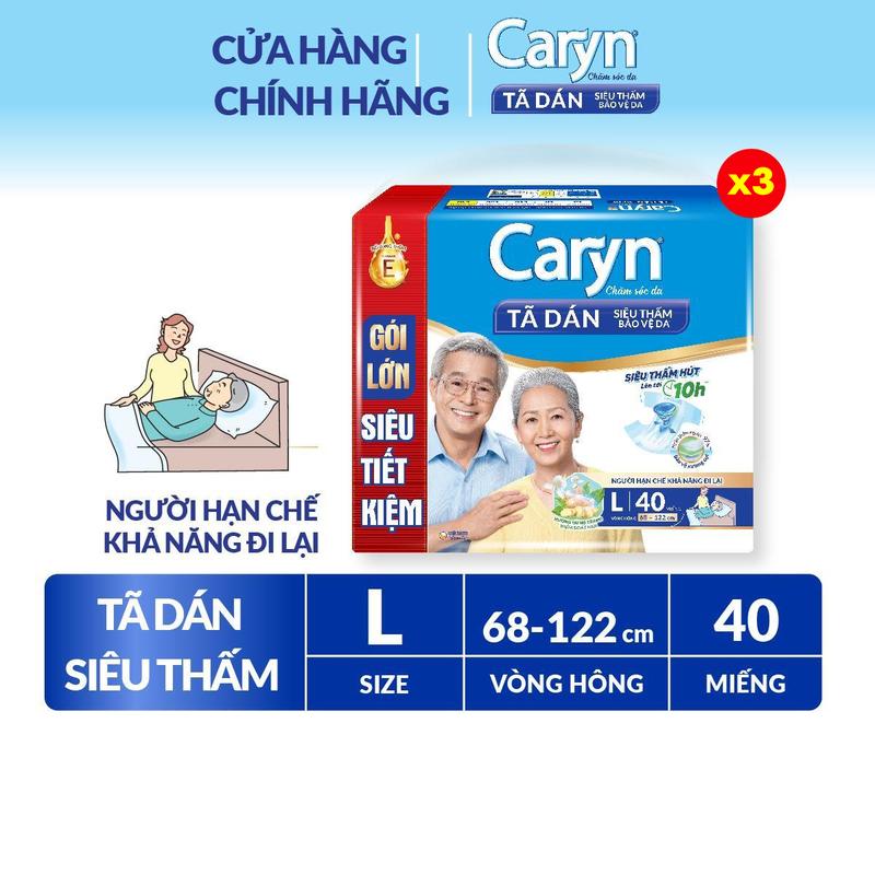 [COMBO 3] Caryn Tã Dán L40 Siêu Thấm Dành Cho Người Hạn Chế Khả Năng Đi Lại