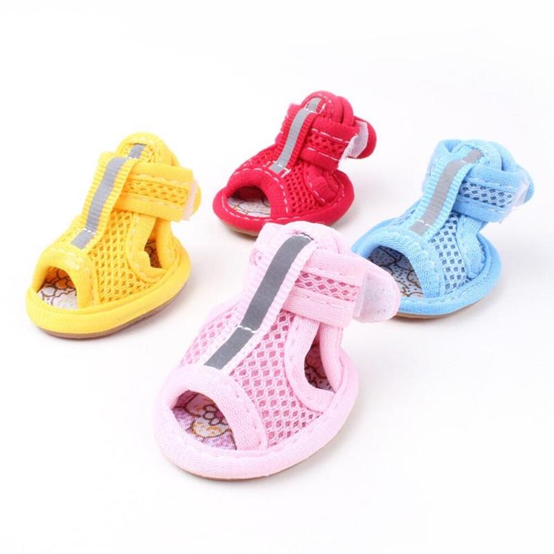 Product Introduction of Kasut Anjing Peliharaan, 4pcs / Set, Anti-Gelincir, Bernafas, Sandal Jaringan Lembut, Sesuai untuk Anak Anjing 23