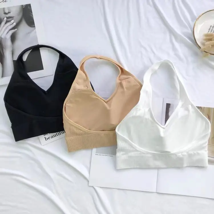 BRA519 Tanpa Kawat Tali Leher Bra Olahraga Wanita Nyaman Sport Bh 3