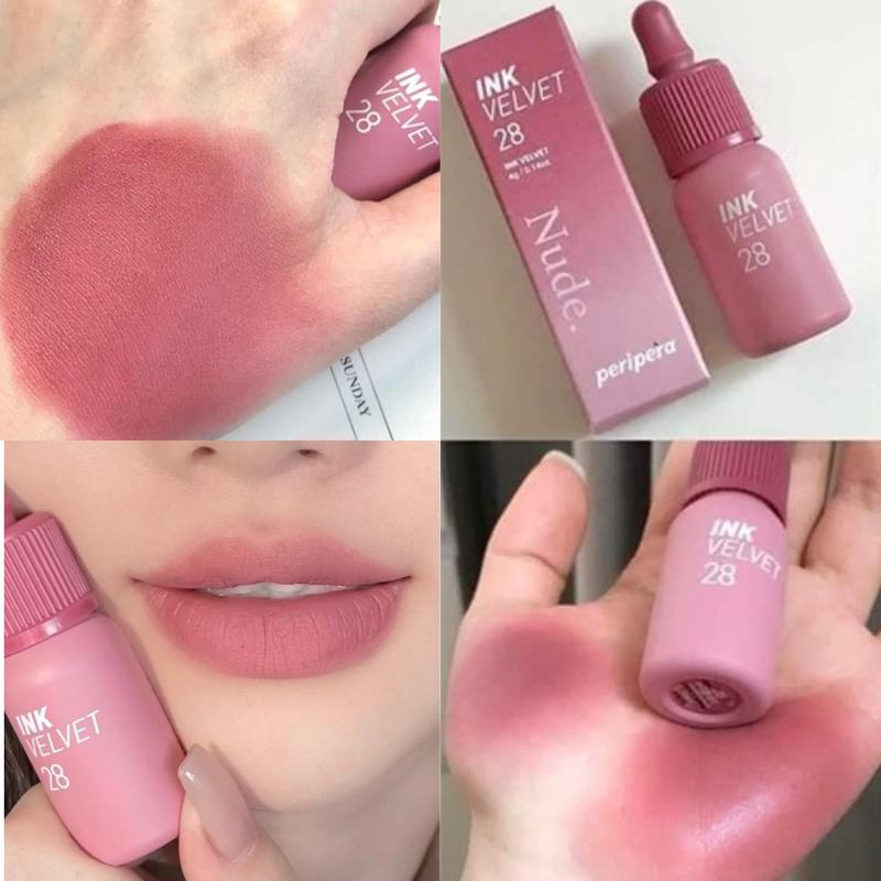 Son Kem Ink 28 Cánh Hồng Khô , Son Kem Lỳ Peripera Ink Velvet Tint 28 Mauveful Nude