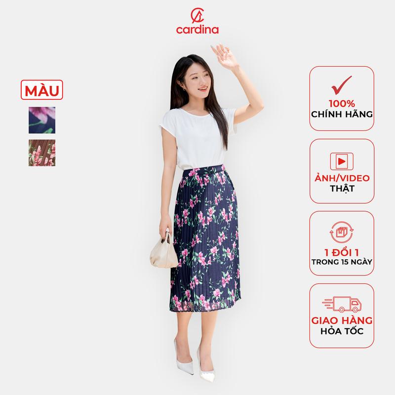 Chân váy nữ CARDINA chất liệu Chiffon hoa dập ly thanh lịch điệu đà nữ tính Y25 4CVA02 Women