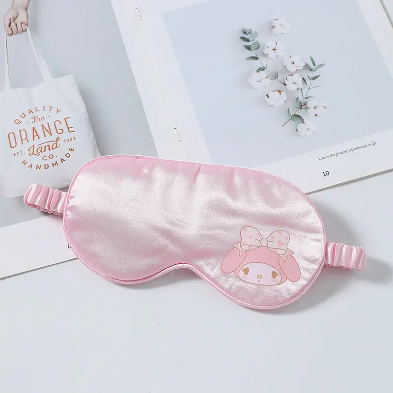 Kính Mắt Vải Lụa, Thiết Kế Hoạt Hình My Melody Dễ Thương, Mềm Mại Và Nhẹ, Chặn Ánh Sáng, Dây Đeo Ngủ, Mặt Nạ Mắt, Món Quà Lý Tưởng Cho Bé Gái Women Bịt Mắt 1