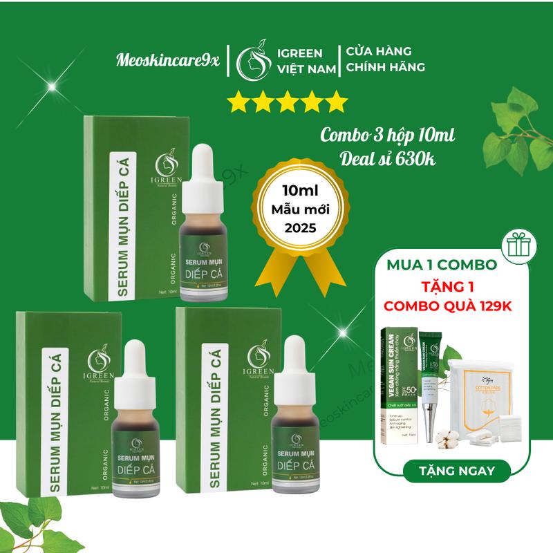 TẶNG KEM CHỐNG NẮNG Serum diếp cá IGREEN thiên nhiên hỗ trợ sạch mụn ẩn bọc mủ giảm thâm giúp se khít lỗ chân lông phù hợp da nhạy cảm mẹ bầu tuổi dậy thì meoskincare9x