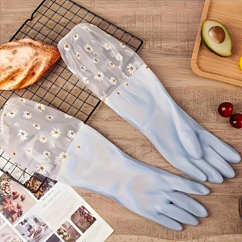 Waterproof Cleaning Gloves, 2 Counts Non-slip Dish Washing Gloves, Multifunctional Household Cleaning Gloves for Kitchen & Bathroom 3