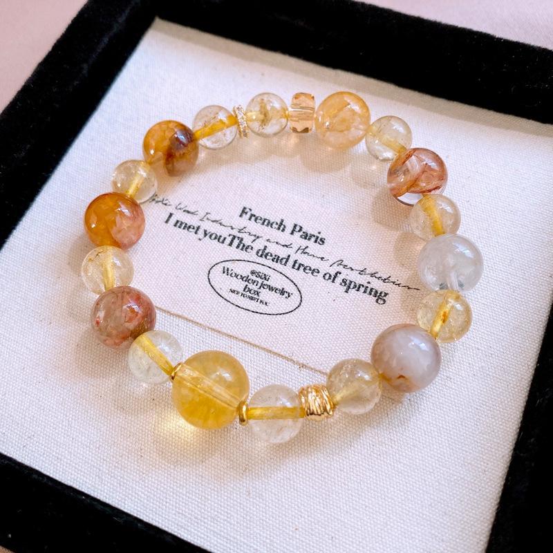 Product Introduction of Natural Light Yellow Crystal Zircon Beaded Bracelet, Light Luxury High-End Fashion Versatile Crystal Bracelet, New Style Women's Jewelry 6
