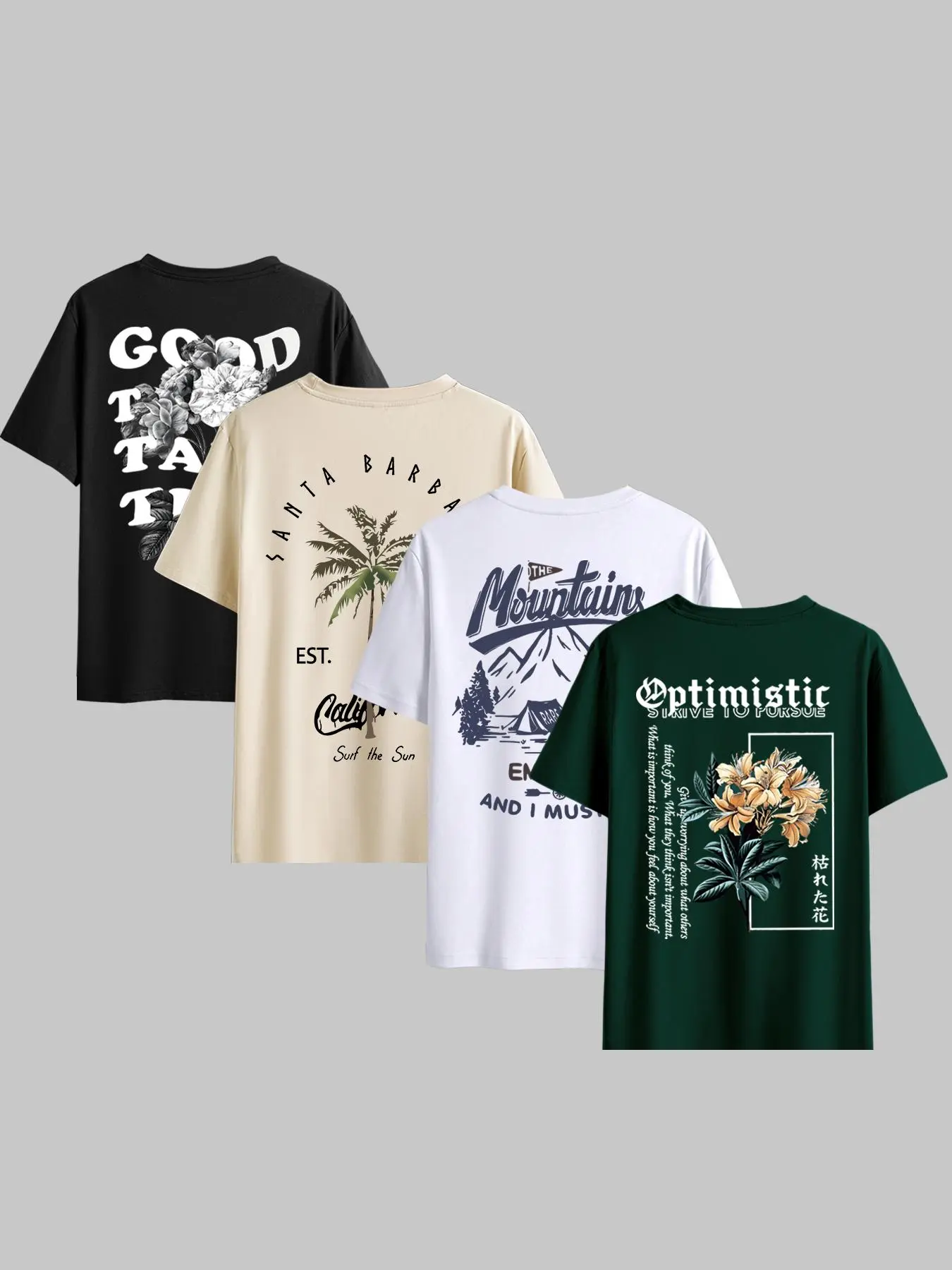 Men's 4 Counts Letter & Graphic Print Round Neck Tee, Regular Fit Short Sleeve T-shirt for Summer, Graphic Tees, Casual Comfy Men's Top for Daily Wear, Going Out Top, Men's T Shirts
