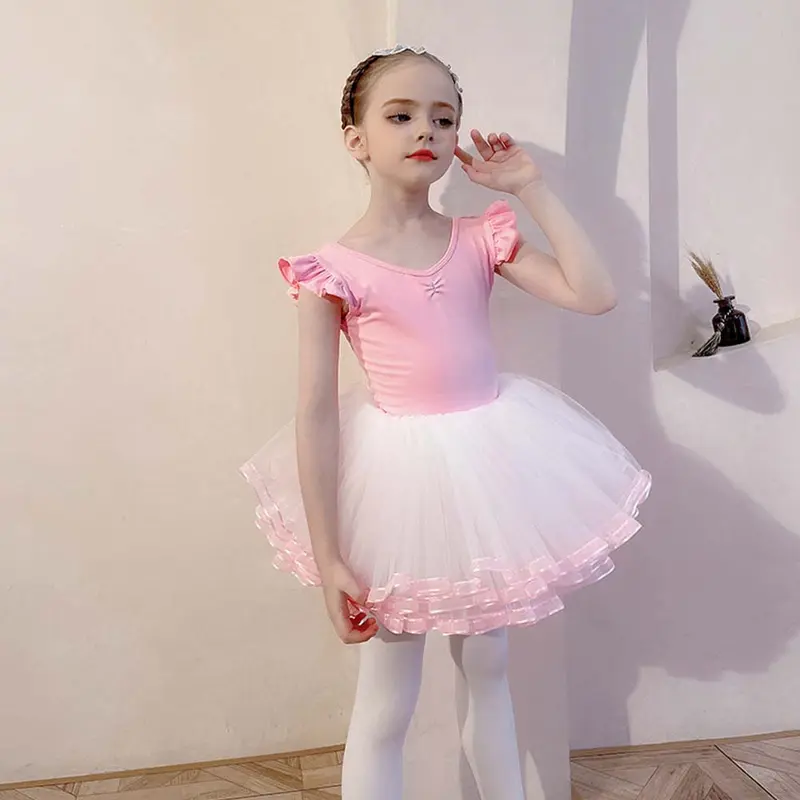 Váy Múa Ba Lê, SH, Dành Cho Bé Gái Và Trẻ Em, Đồ Lót Múa Ba Lê, ngắn Tay, Váy, Làm Bằng Cotton Và Spandex, Thích Hợp Cho Phòng Tập Gym Trẻ Em, # 450322 2