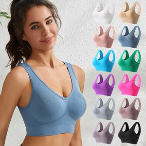 Plus Size Sports Bra for Women - Wirefree Push-Up Yoga with Sexy Back Design, High Support Comfortable Breathable Fitness Running Yoga Vest, European Style, Available in Multiple Colors, Sizes S-5XL